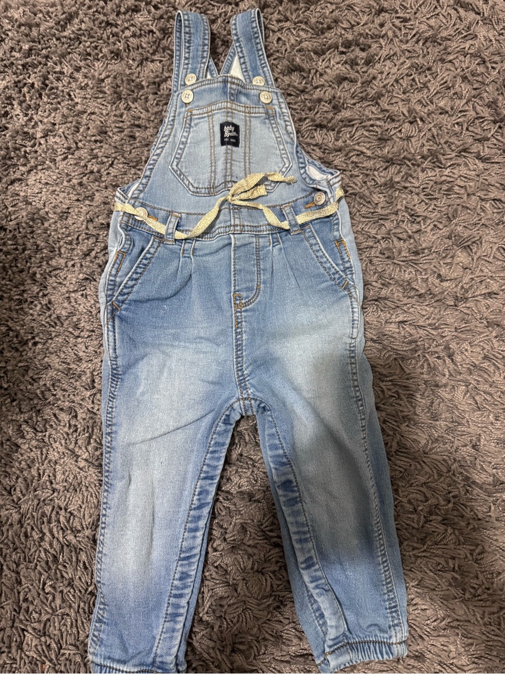 GAP Light Wash Denim Overalls with Tied Waist
